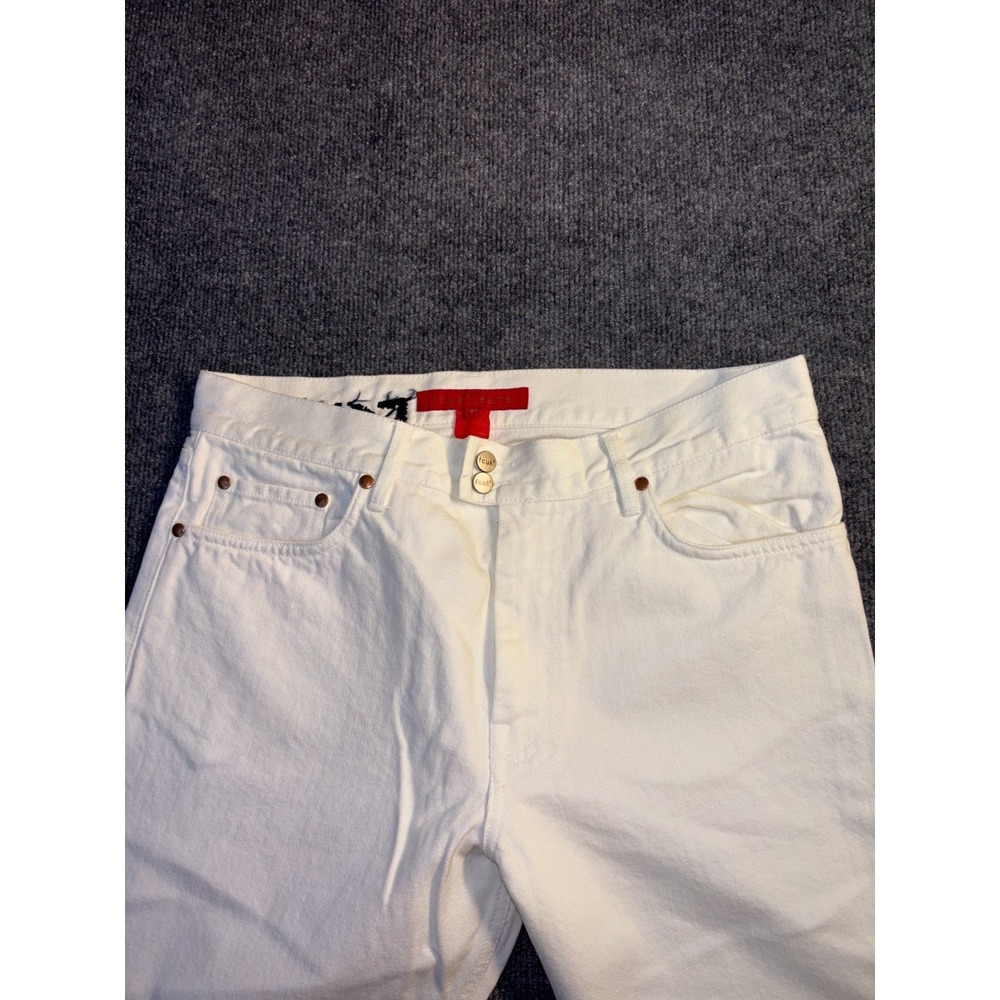 FCUK Bootcut Jeans Womens 32 White Denim Light Wash Grunge Streetwear Button Fly - Picture 6 of 11
